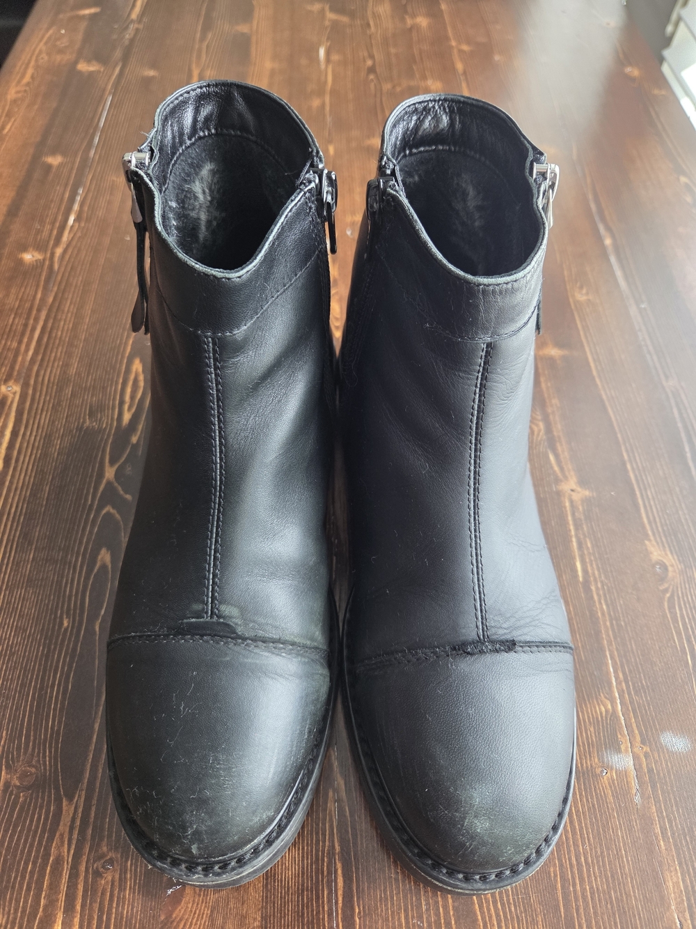 Vagabond Black Leather Cap-Toe Ankle Boots - Size 37 - Picture 2 of 9